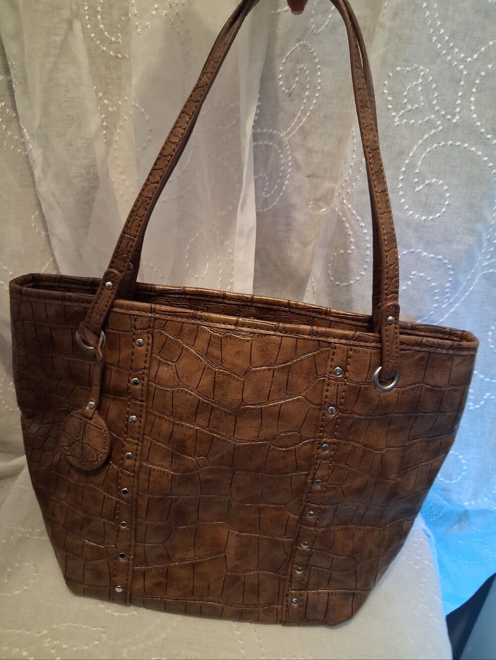 Relic Brown Croc-Embossed Tote Bag